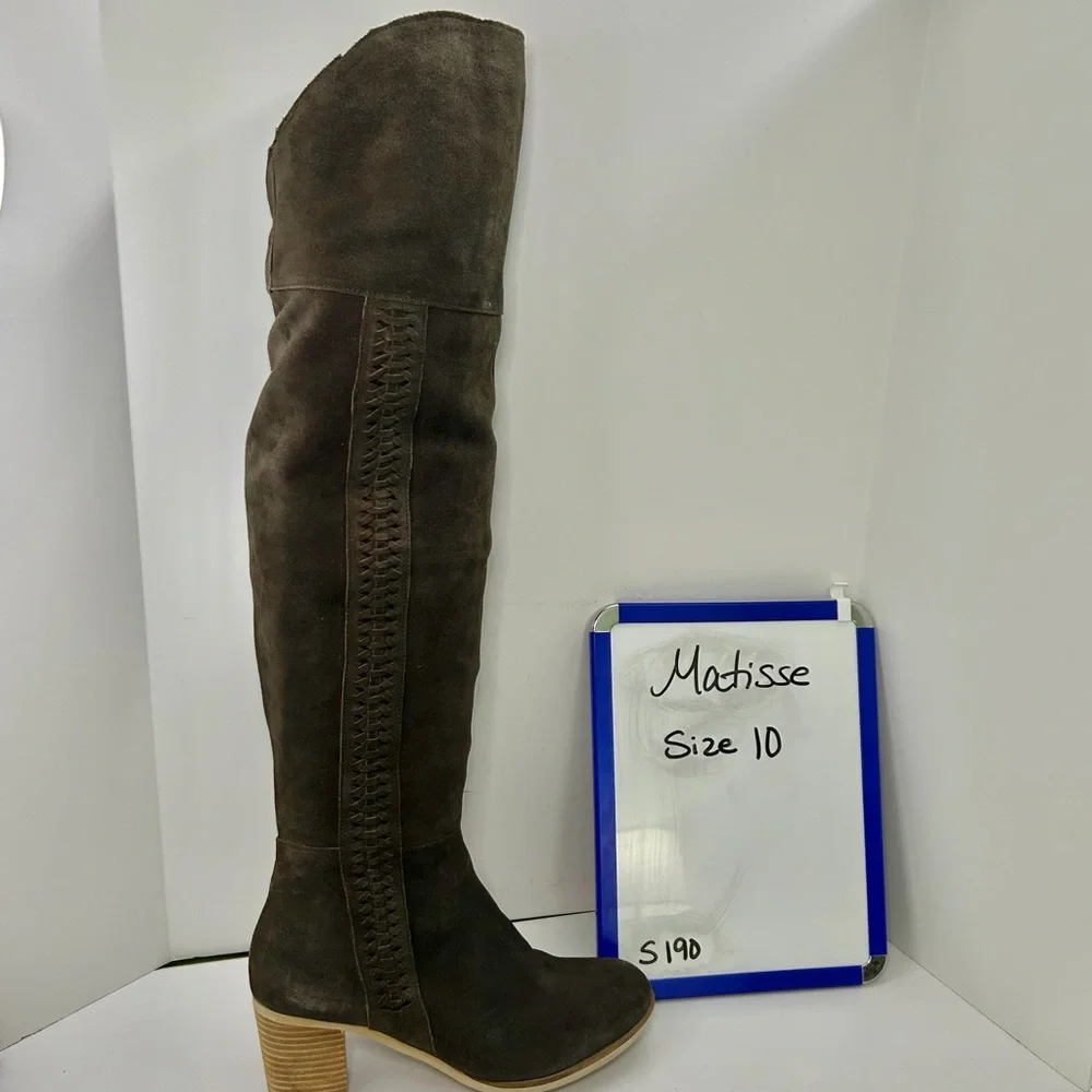 Coconuts by Matisse Anthropologie Muse Choco Brown Suede Over Knee Boots Sz 10